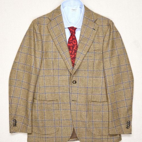 Casa Del Sarto Beige/Olive/Blue Prince of Wales Tweed Wool Sport Coat (Pre-Owned)