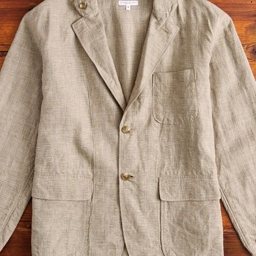 Loiter Jacket in Beige Linen Glen Plaid