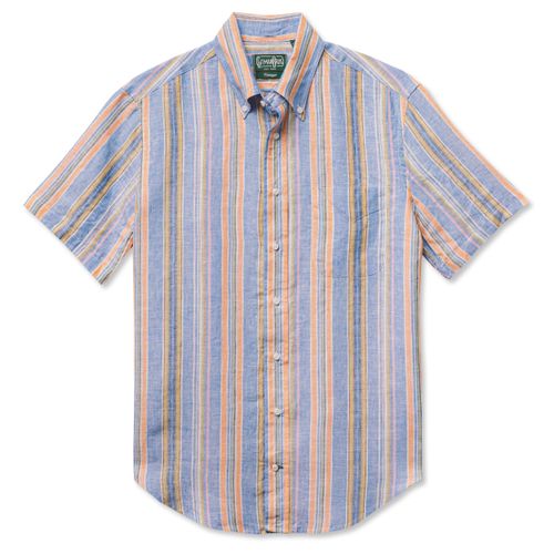 Linen Awning Stripe Short Sleeve