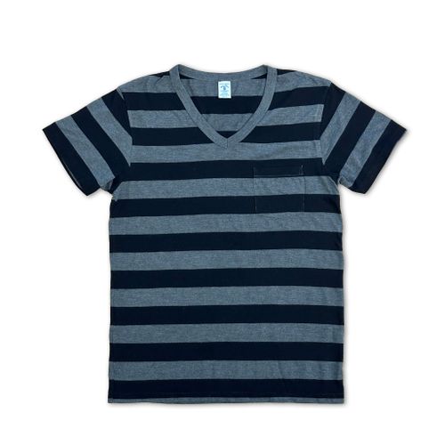 Big Stripe S/S V/N Tee w/PKT / Black/Charcoal