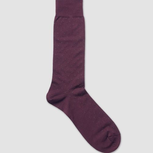 Pin Dot Cotton Mid-calf Socks - Burgundy