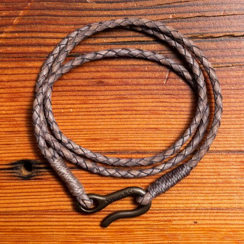 Braided Leather Triple Wrap Bracelet in Grey