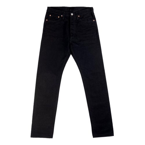 14oz Selvedge Denim Medium High Rise Tapered Jeans Black Black