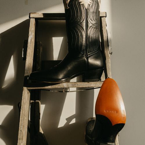 Black and Bone Calfskin Western Boots