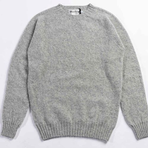 Harley Of Scotland Brushed Wool Crew Neck – Silver