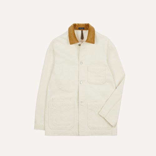 Ecru Heavy Twill Cotton Five-Pocket Chore Jacket