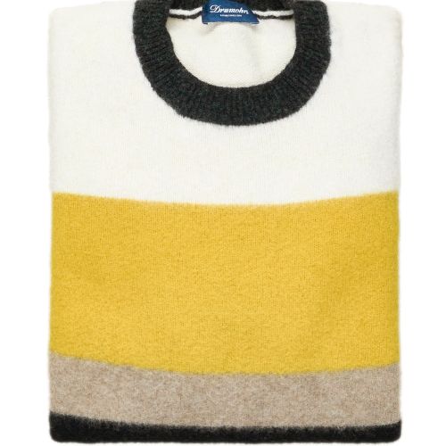 Drumohr White/Yellow/Black Super Geelong Wool Crewneck Sweater (NOS)