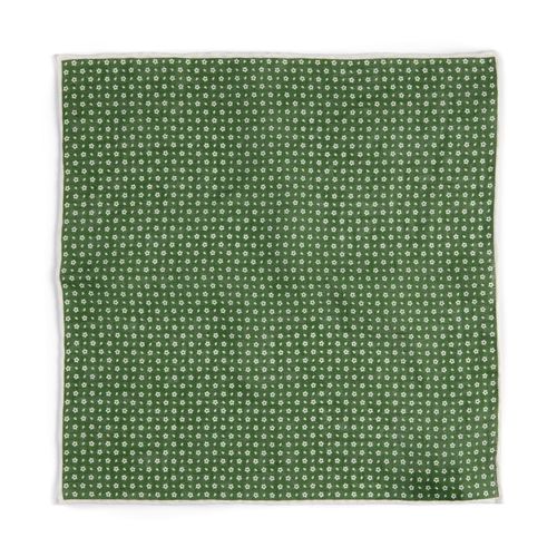 Bigi Handprinted Linen Floral Pocket Square: Green