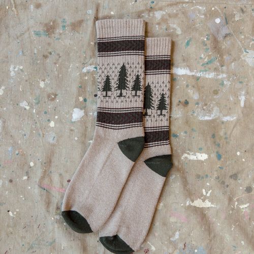 Evergreen Pines Recycled Cotton Camp Socks