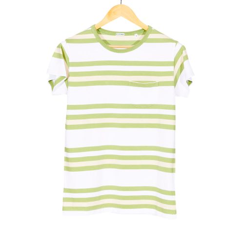 Organic Cotton Striped Tee Sagebrush Khaki