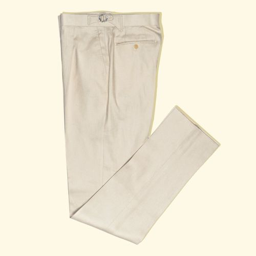 Linen/Cotton Twill Pleated Trousers - CreamLinen/Cotton Twill Pleated Trousers - Cream