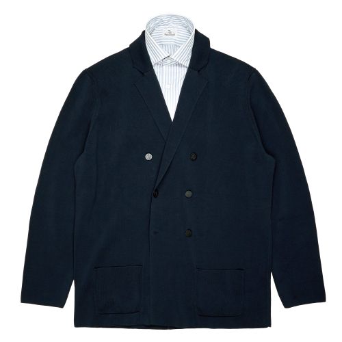 Drumohr Navy Cotton Knitted Double Breasted Jacket (NOS)