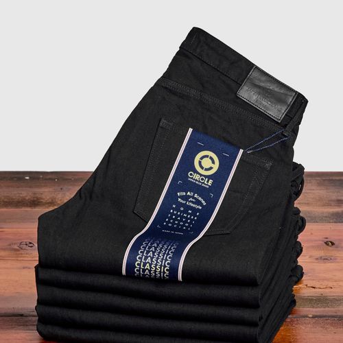 J414 14oz Black Selvedge Denim - Classic Straight Fit