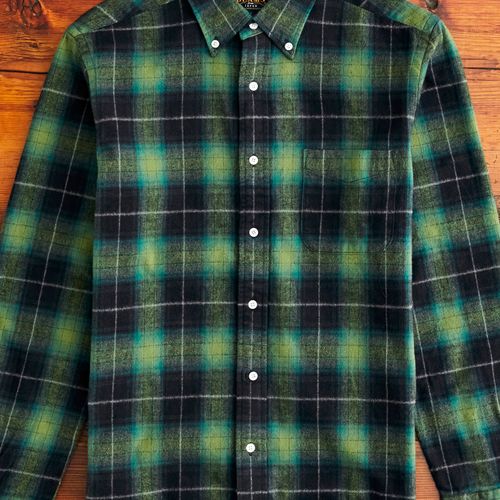 Shaggy Check Button-Down Shirt in Green