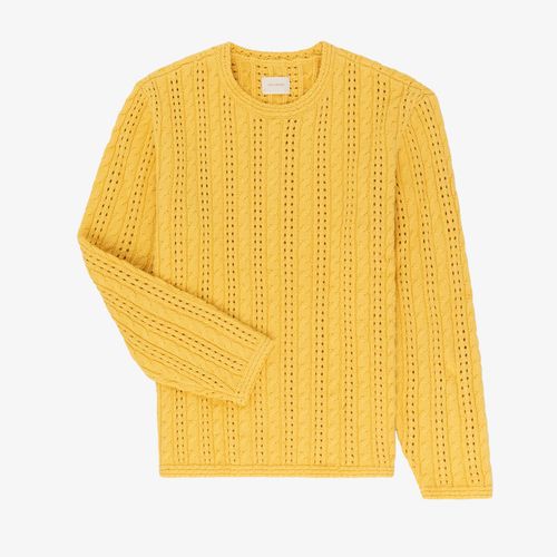 Pointelle Cable Crewneck Sweater