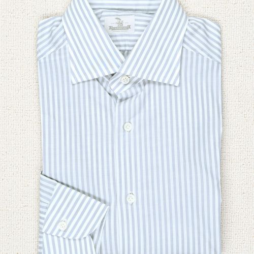 The Armoury Exclusive Carlo Riva White/Grey Butcher Stripe Cotton Spread Collar Shirt *sample* (Pre-Owned)