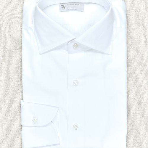 The Armoury White Cotton Herringbone Spread Collar Shirt (NOS)