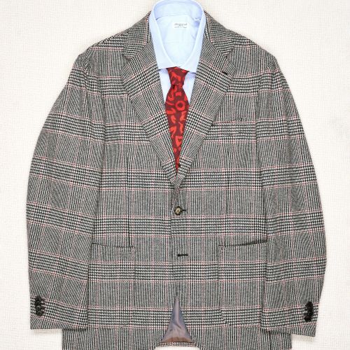 Casa Del Sarto Black/White/Red Prince of Wales Check Wool Sport Coat (Pre-Owned)