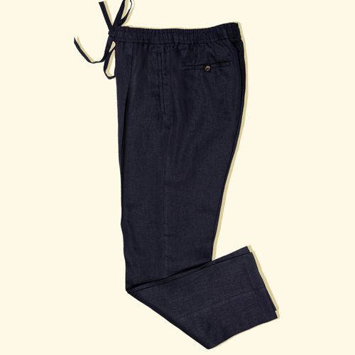 Linen Drawstring Trousers - NavyLinen Drawstring Trousers - Navy