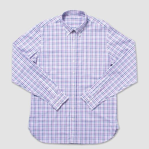 Cotton Long Sleeve Gingham Shirt- Purple/navy