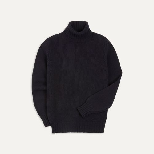 Navy Lambswool Submariner Roll Neck Jumper