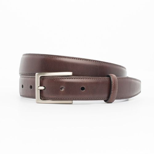 Brown With Silver Italian Leather Belt