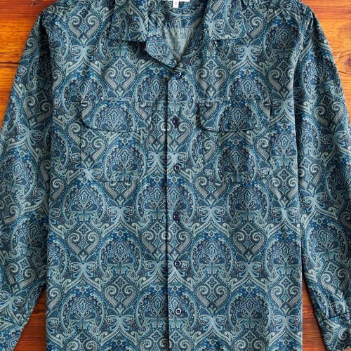 Classic Shirt in Navy Cotton Paisley Print