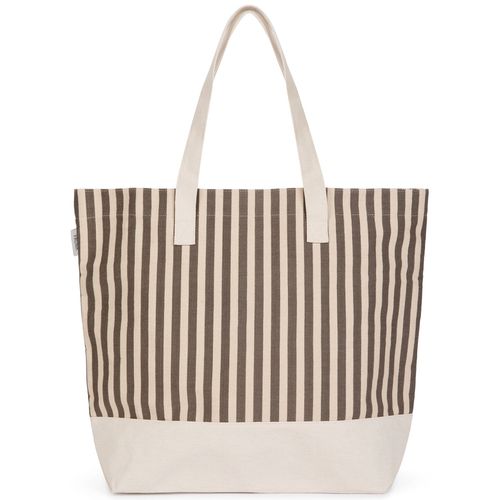 Trunk Large Stripe Holiday Tote Bag: Grey