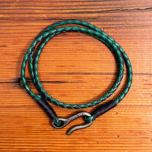 Braided Leather Triple Wrap Bracelet in Green Combo