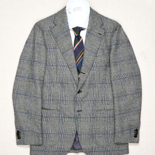 Casa Del Sarto Black/White/Blue Prince of Wales Check Wool Sport Coat (Pre-Owned)