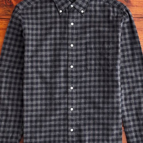 Gingham Check Button-Down Shirt in Grey