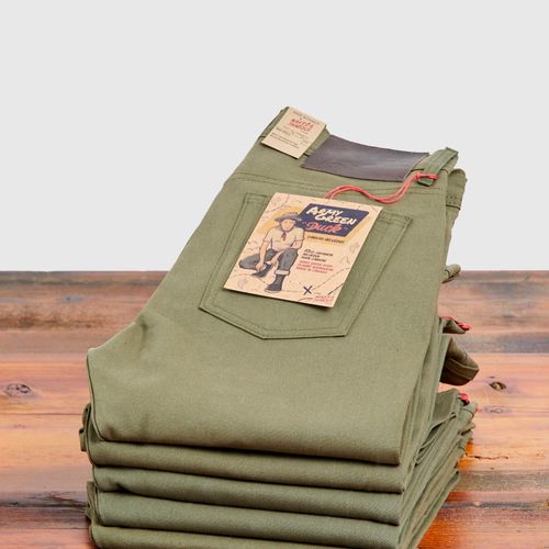 10oz Selvedge Army Green Duck Canvas - Weird Guy Fit