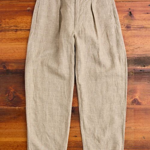 Carlyle Pants in Beige Linen Glen Plaid