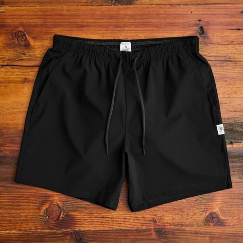 High Gauge Knit Swim Short in Black