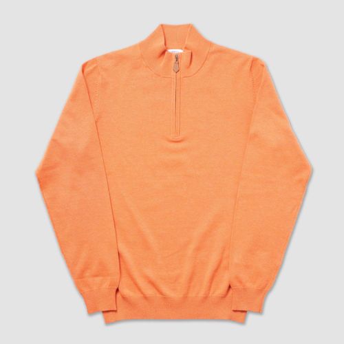 Cotton Cashmere Quarter Zip Up - Orange