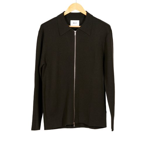 Harald Full Zip Knit Jacket Dark Army