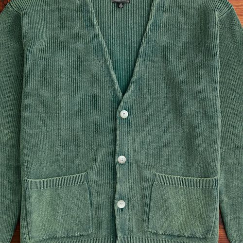 Pigment Dye Summer Cardigan in Faded Green