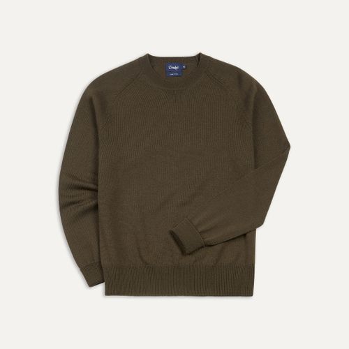 Olive Green Merino Crew Neck Jumper