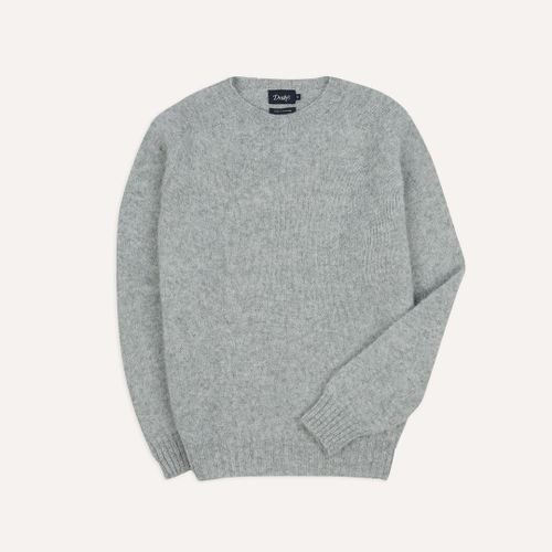 Light Grey Brushed Shetland Crew Neck Jumper