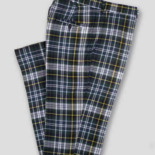 Blue Green And White Madras Pant - Classic Fit