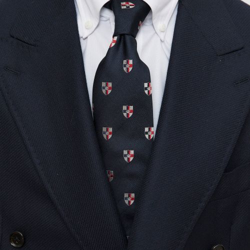 Drake's Navy Shield Pattern Silk Tie (NOS)