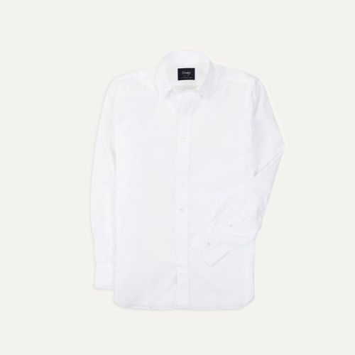 White Pinpoint Oxford Cotton Cloth Long Point Collar Shirt