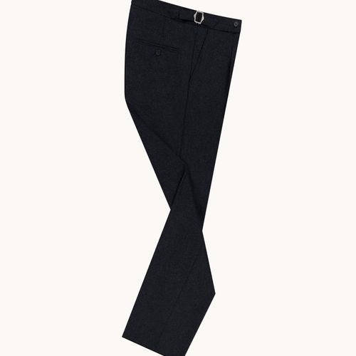 Single Pleat Trouser - Charcoal Grey Woollen Flannel