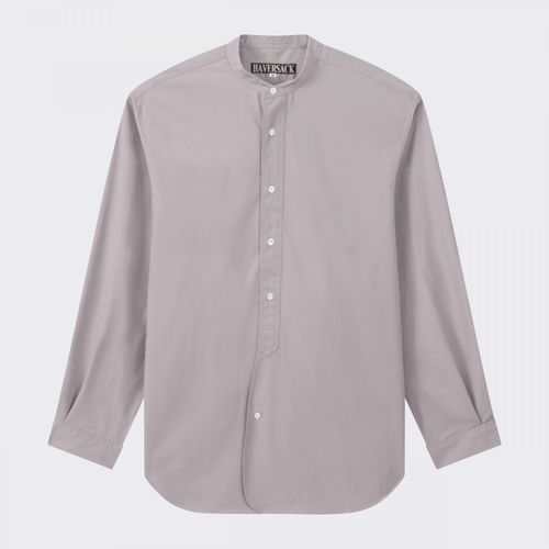 Band Collar Overshirt : Pearl Grey