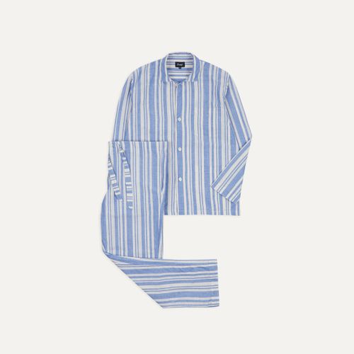 Blue and White Stripe Linen Pyjama Set