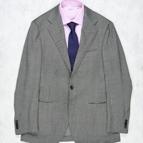 Ring Jacket Meister Grey Herringbone Wool Sport Coat MTO (Pre-Owned)