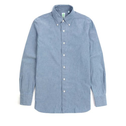 Finamore Gaeta Classic Cotton Leonardo Button Down Sport Shirt: Chambray