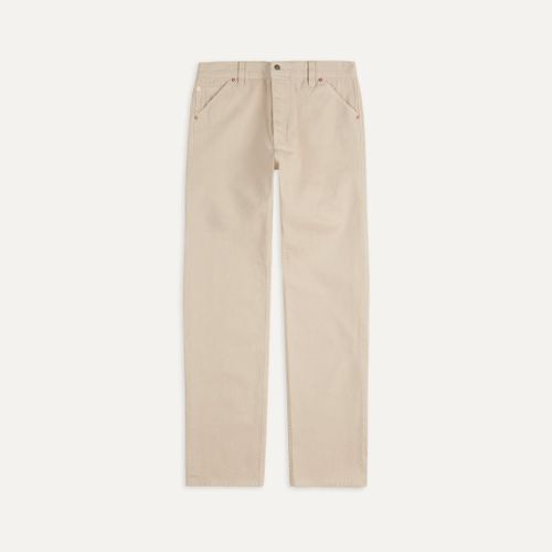 Ecru Lightweight Cotton Canvas Five-Pocket Jeans