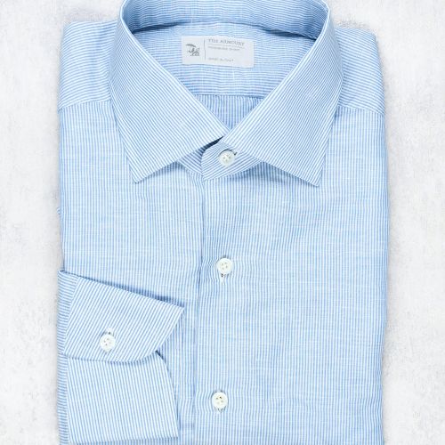 The Armoury Blue/White Stripe Cotton Spread Collar Shirt MTM (Pre-Owned)