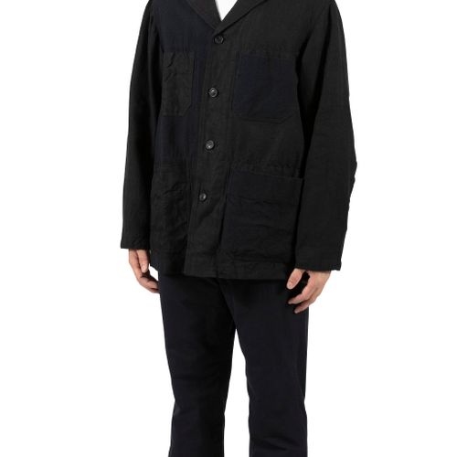 Patchwork Coverall Jacket Black Linen Blend